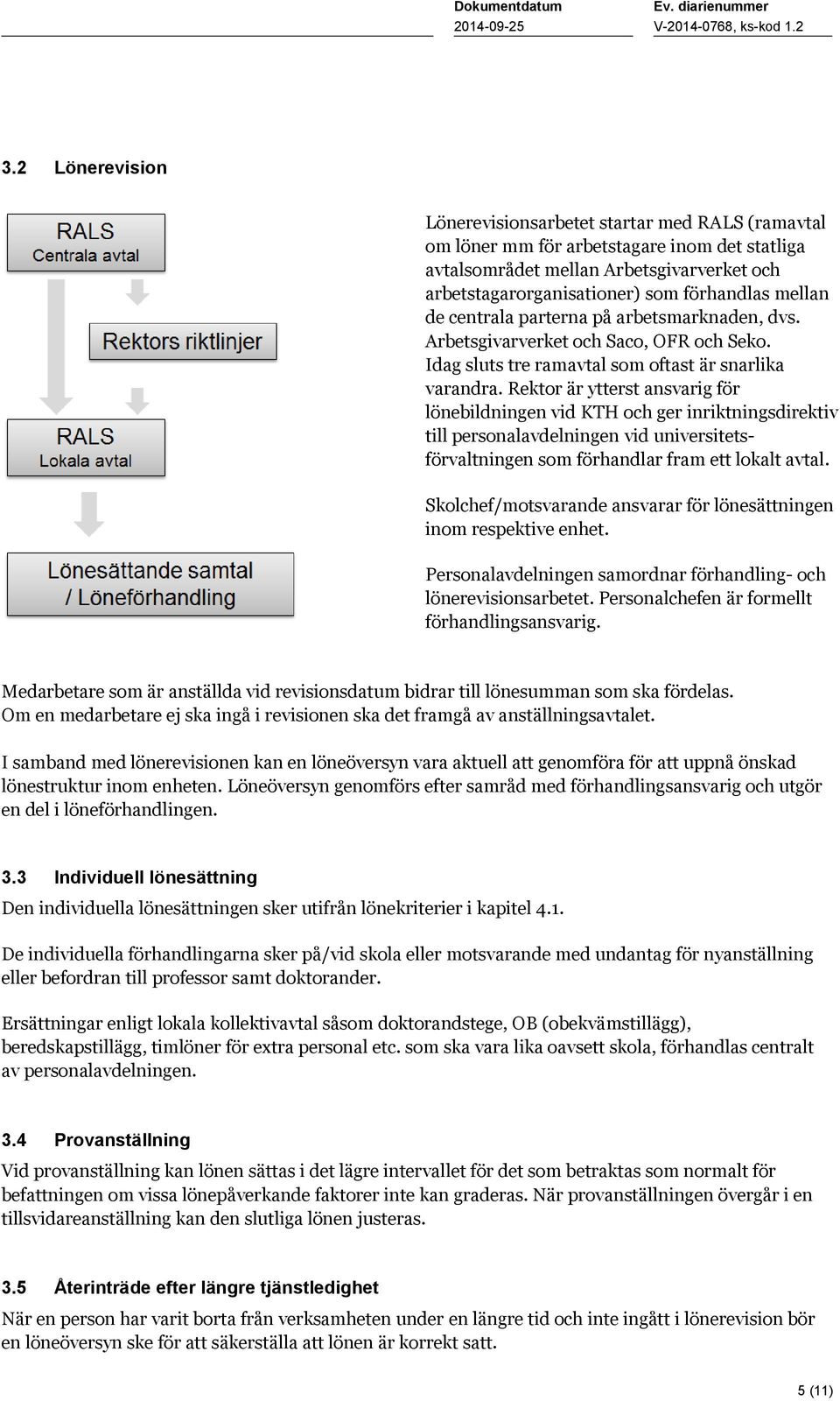 Rektor är ytterst ansvarig för lönebildningen vid KTH och ger inriktningsdirektiv till personalavdelningen vid universitetsförvaltningen som förhandlar fram ett lokalt avtal.