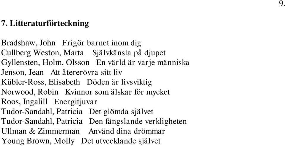 Norwood, Robin Kvinnor som älskar för mycket Roos, Ingalill Energitjuvar Tudor-Sandahl, Patricia Det glömda självet