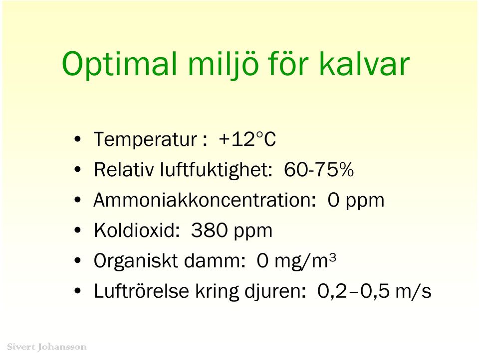 Ammoniakkoncentration: 0 ppm Koldioxid: 380