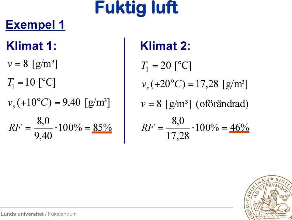 85% Klimat 2: T1 = 20 [ C] v s ( + 20 C) = 17,28