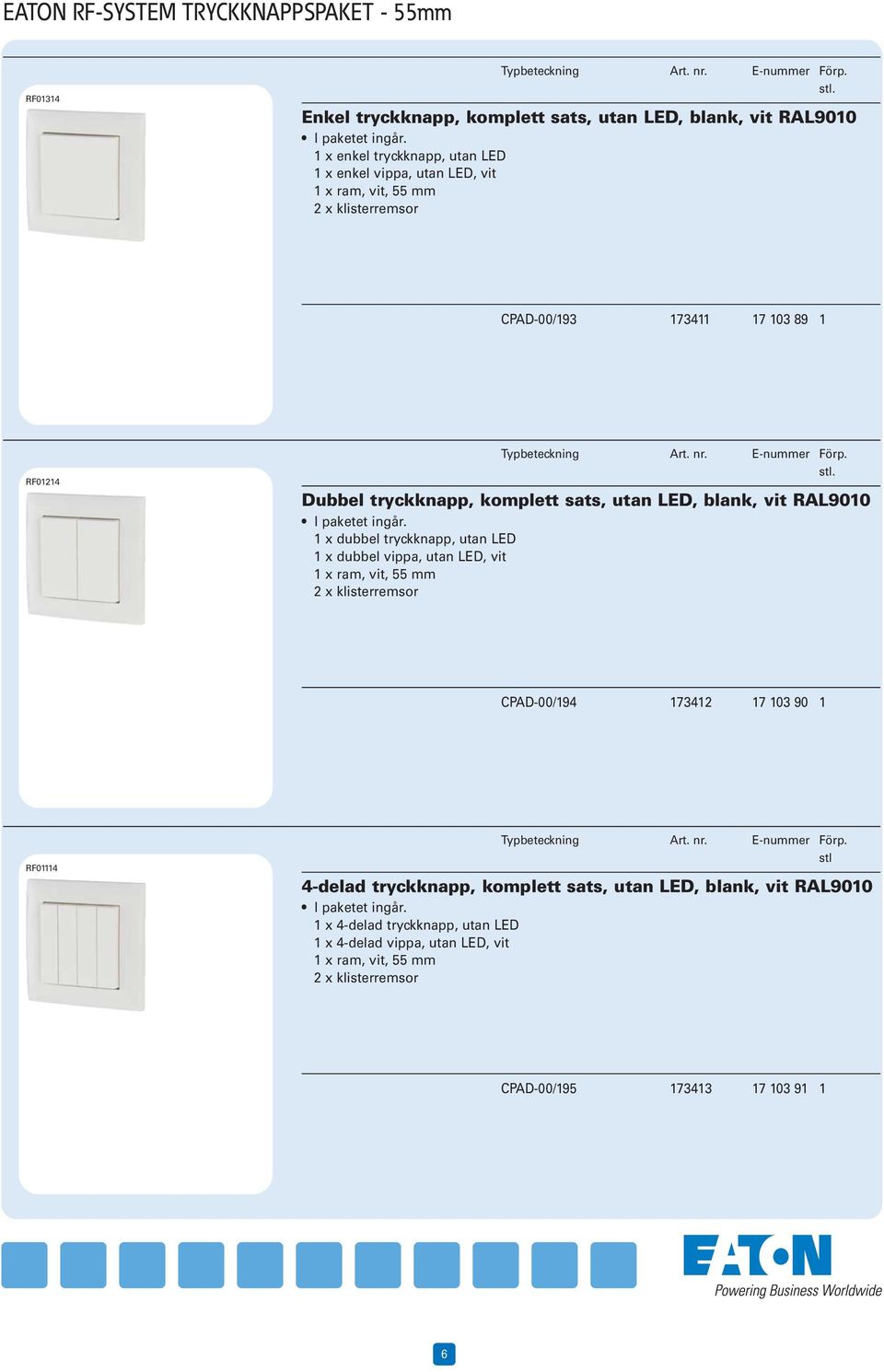 utan LED, blank, vit RAL9010 I paketet ingår.