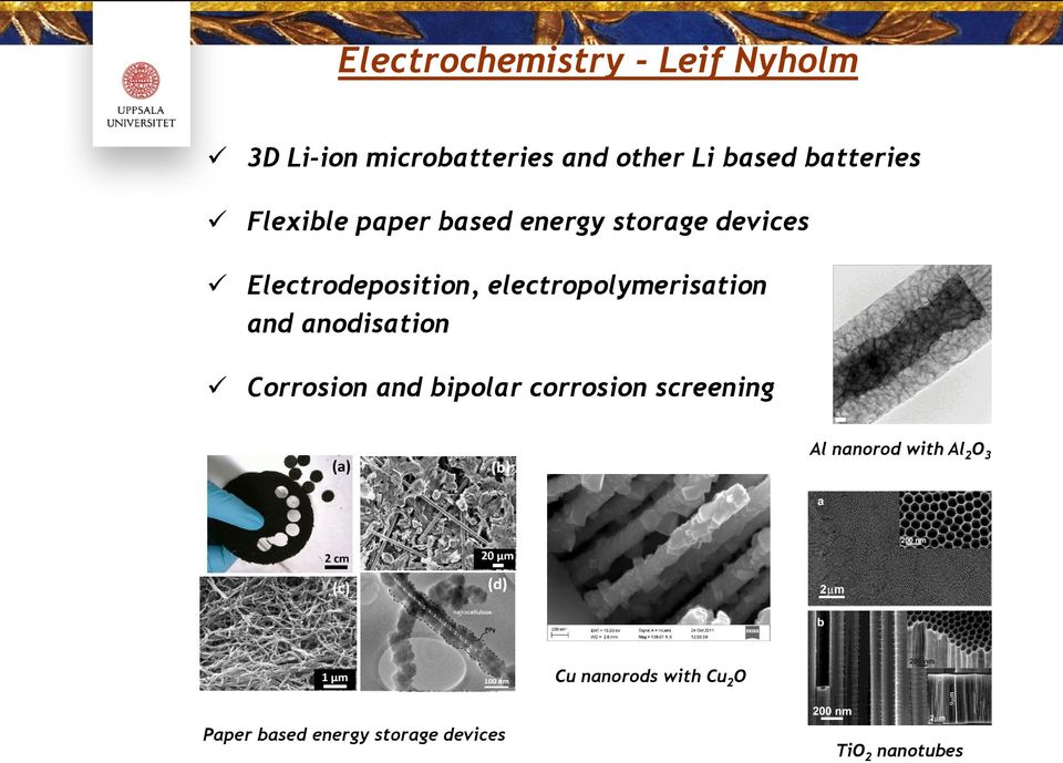 electropolymerisation and anodisation Corrosion and bipolar corrosion screening