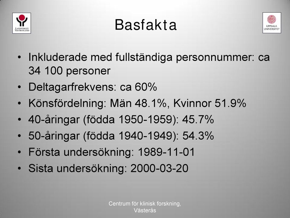 1%, Kvinnor 51.9% 40-åringar (födda 1950-1959): 45.