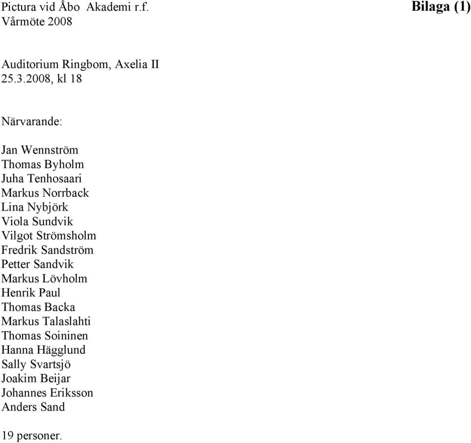 Sundvik Vilgot Strömsholm Fredrik Sandström Petter Sandvik Markus Lövholm Henrik Paul Thomas Backa