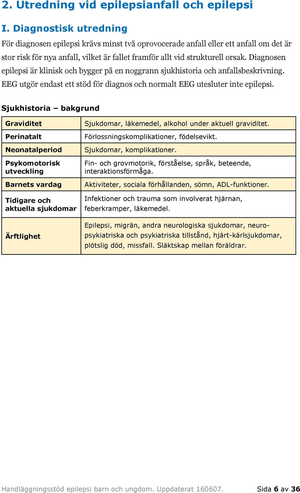 Diagnosen epilepsi är klinisk och bygger på en noggrann sjukhistoria och anfallsbeskrivning. EEG utgör endast ett stöd för diagnos och normalt EEG utesluter inte epilepsi.