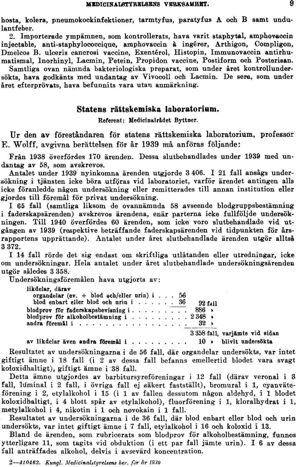 ulceris cancrosi vaccine, Exentérol, Histopin, Immunovaccin antirhumatismal, Inorhinyl, Lacmin, Petein, Propidon vaccine, Postiform och Posterisan.