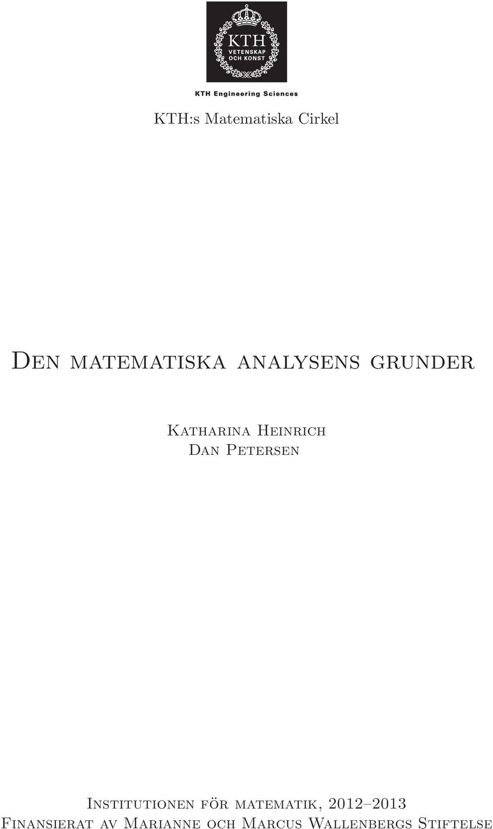 Petersen Institutionen för matematik, 2012