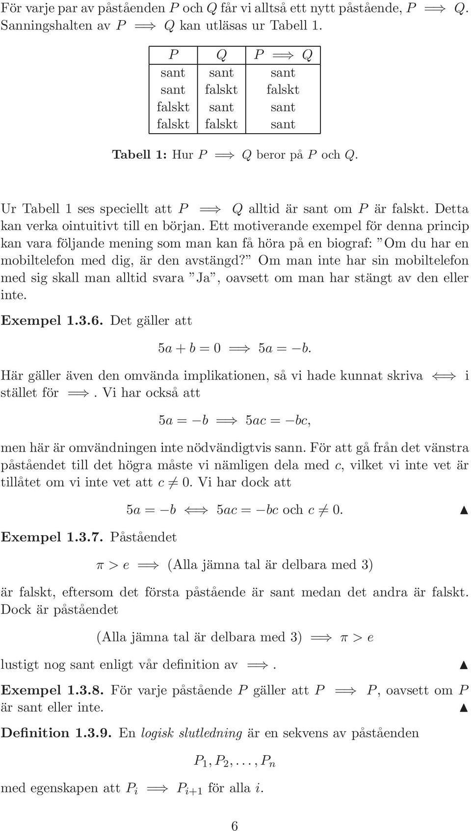 Detta kan verka ointuitivt till en början. Ett motiverande exempel för denna princip kan vara följande mening som man kan få höra på en biograf: Om du har en mobiltelefon med dig, är den avstängd?