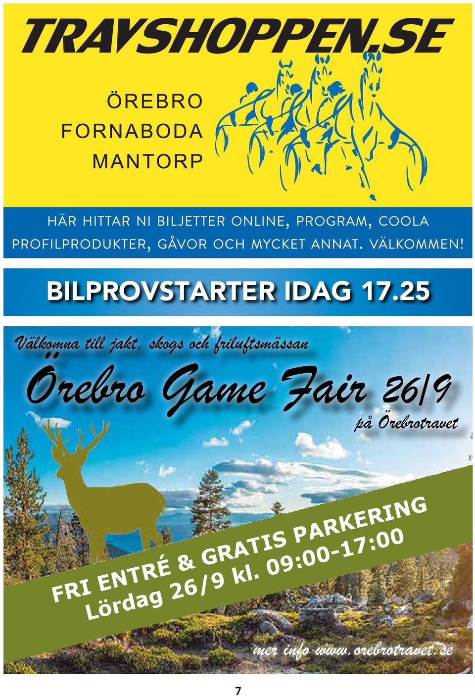 Örebro Game Fair 26/9 på Örebrotravet FRI ENTRÉ