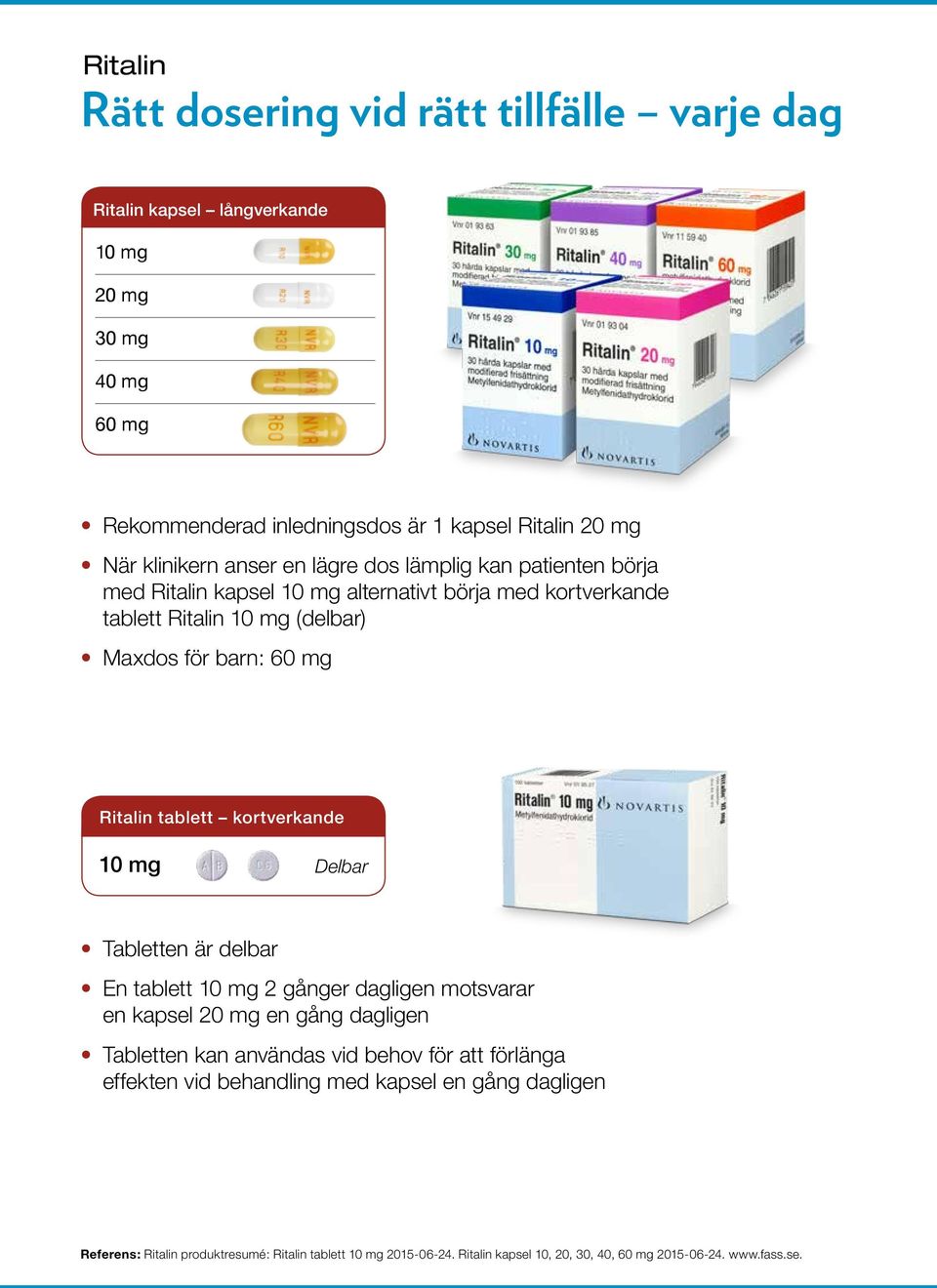 kortverkande 10 mg Delbar Tabletten är delbar En tablett 10 mg 2 gånger dagligen motsvarar en kapsel 20 mg en gång dagligen Tabletten kan användas vid behov för att förlänga