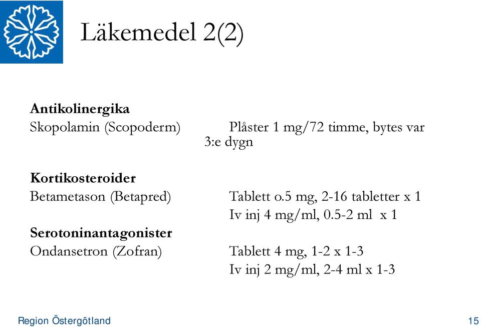 o.5 mg, 2-16 tabletter x 1 Iv inj 4 mg/ml, 0.