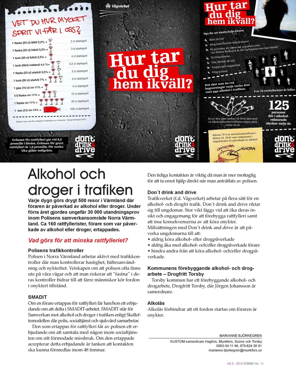 Gränsen för rattfylleri går vid 0,2 promille i blodet. Gränsen för grovt rattfylleri är 1,0 promille. För narkotika gäller nollgräns.