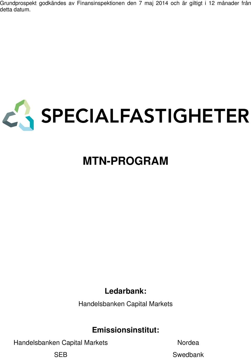 MTN-PROGRAM Ledarbank: Handelsbanken Capital Markets