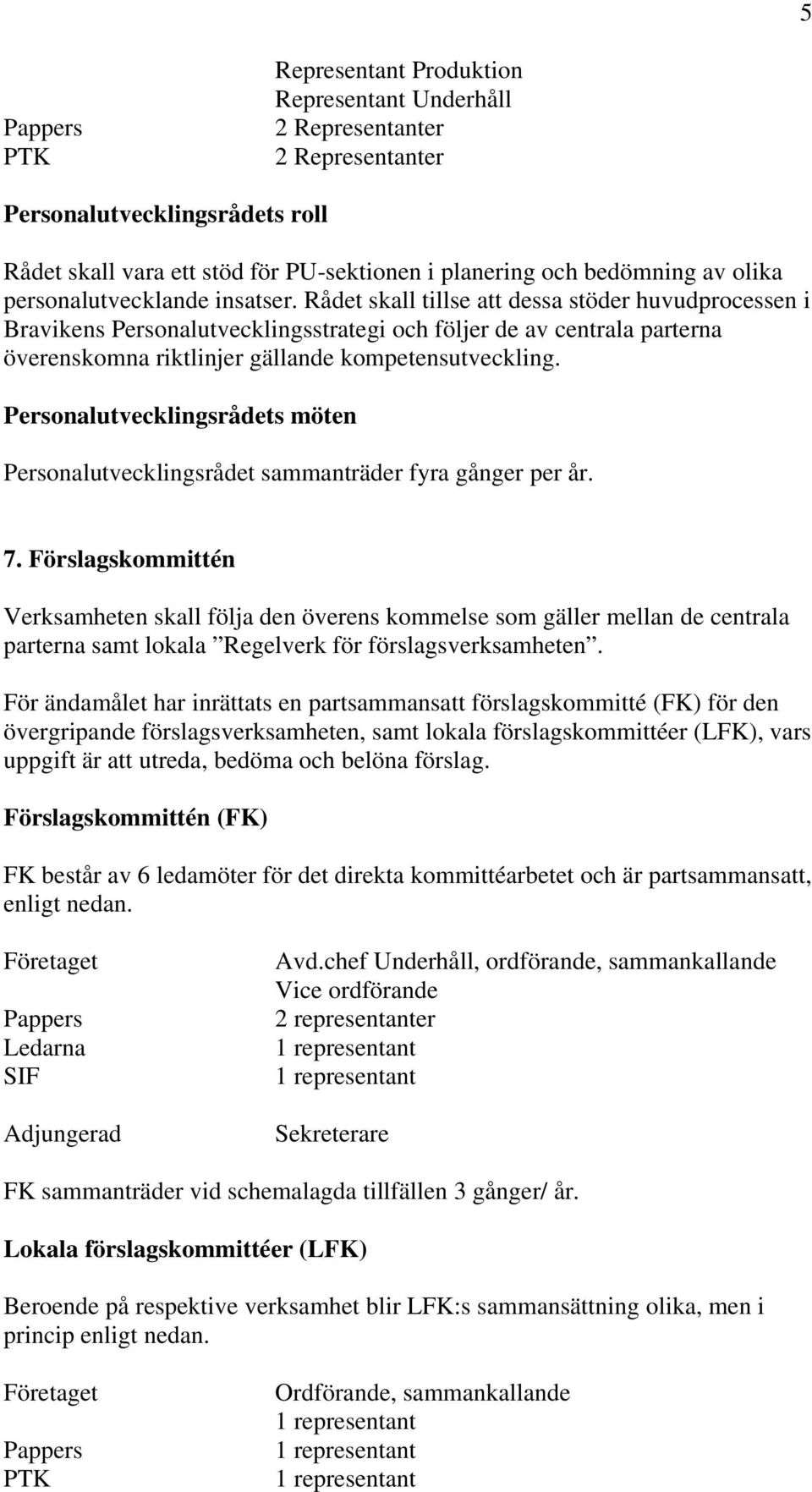 Rådet skall tillse att dessa stöder huvudprocessen i Bravikens Personalutvecklingsstrategi och följer de av centrala parterna överenskomna riktlinjer gällande kompetensutveckling.