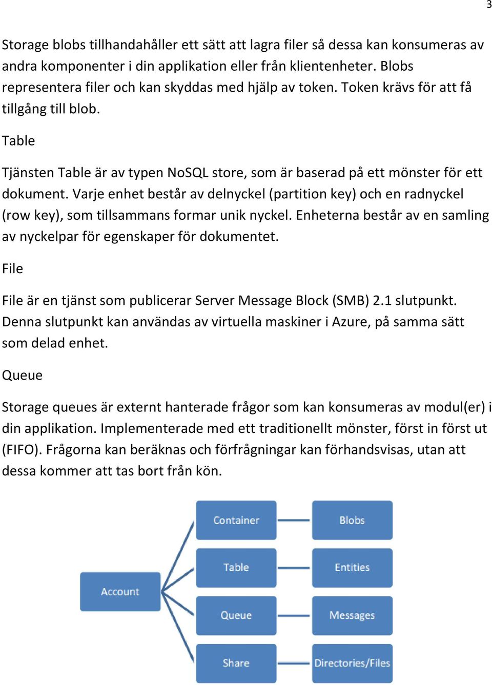 Varje enhet består av delnyckel (partition key) och en radnyckel (row key), som tillsammans formar unik nyckel. Enheterna består av en samling av nyckelpar för egenskaper för dokumentet.