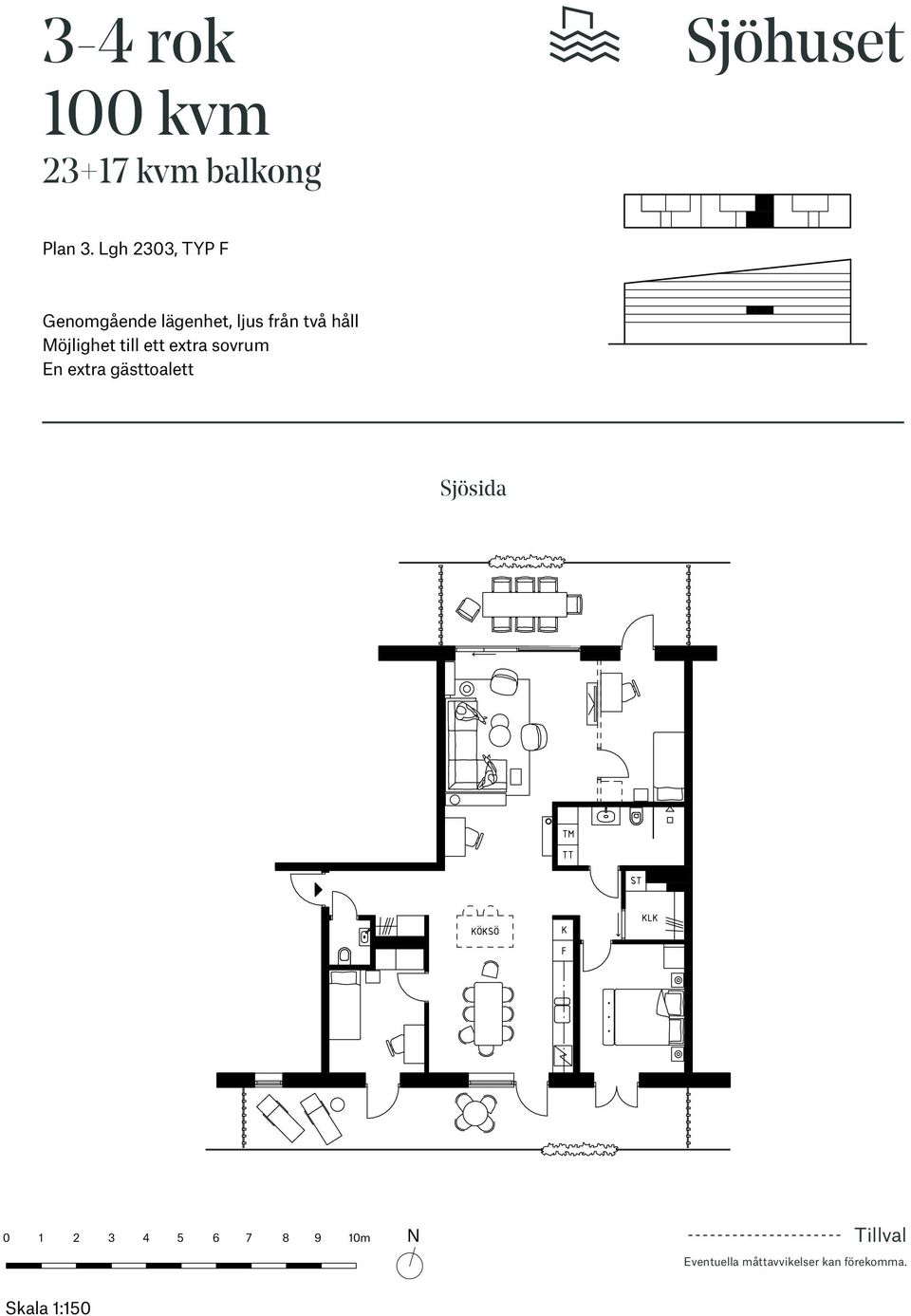 Lgh 2303, TYP F Genomgående lägenhet,