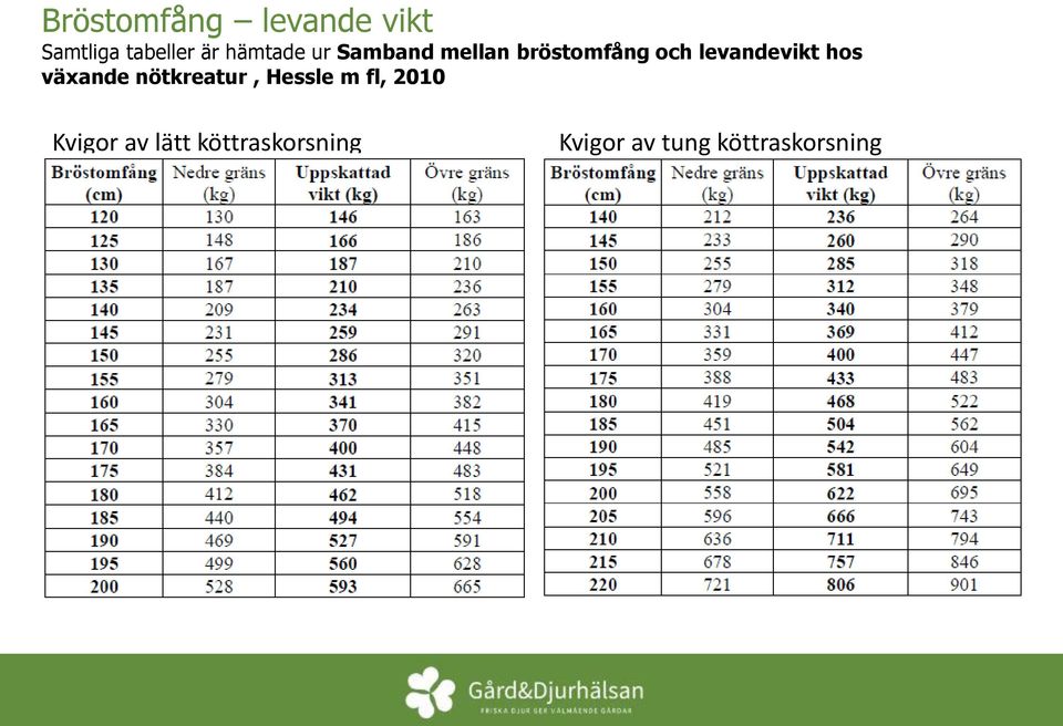 levandevikt hos växande nötkreatur, Hessle m fl,