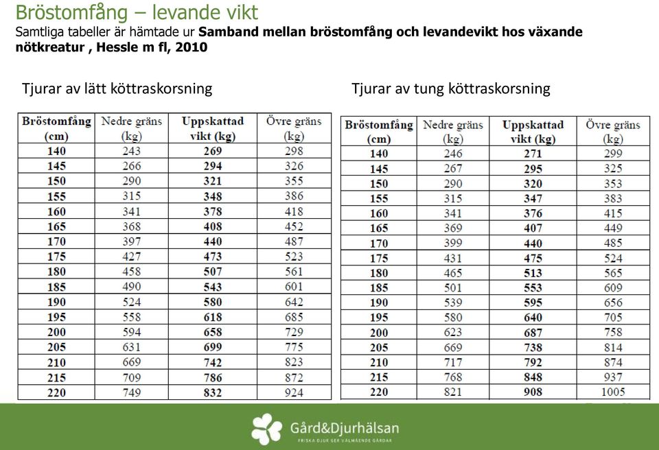 levandevikt hos växande nötkreatur, Hessle m fl,