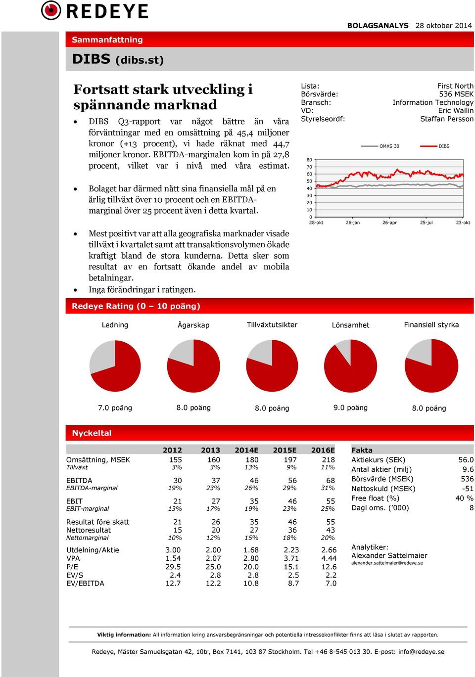 EBITDA-marginalen kom in på 27,8 procent, vilket var i nivå med våra estimat.