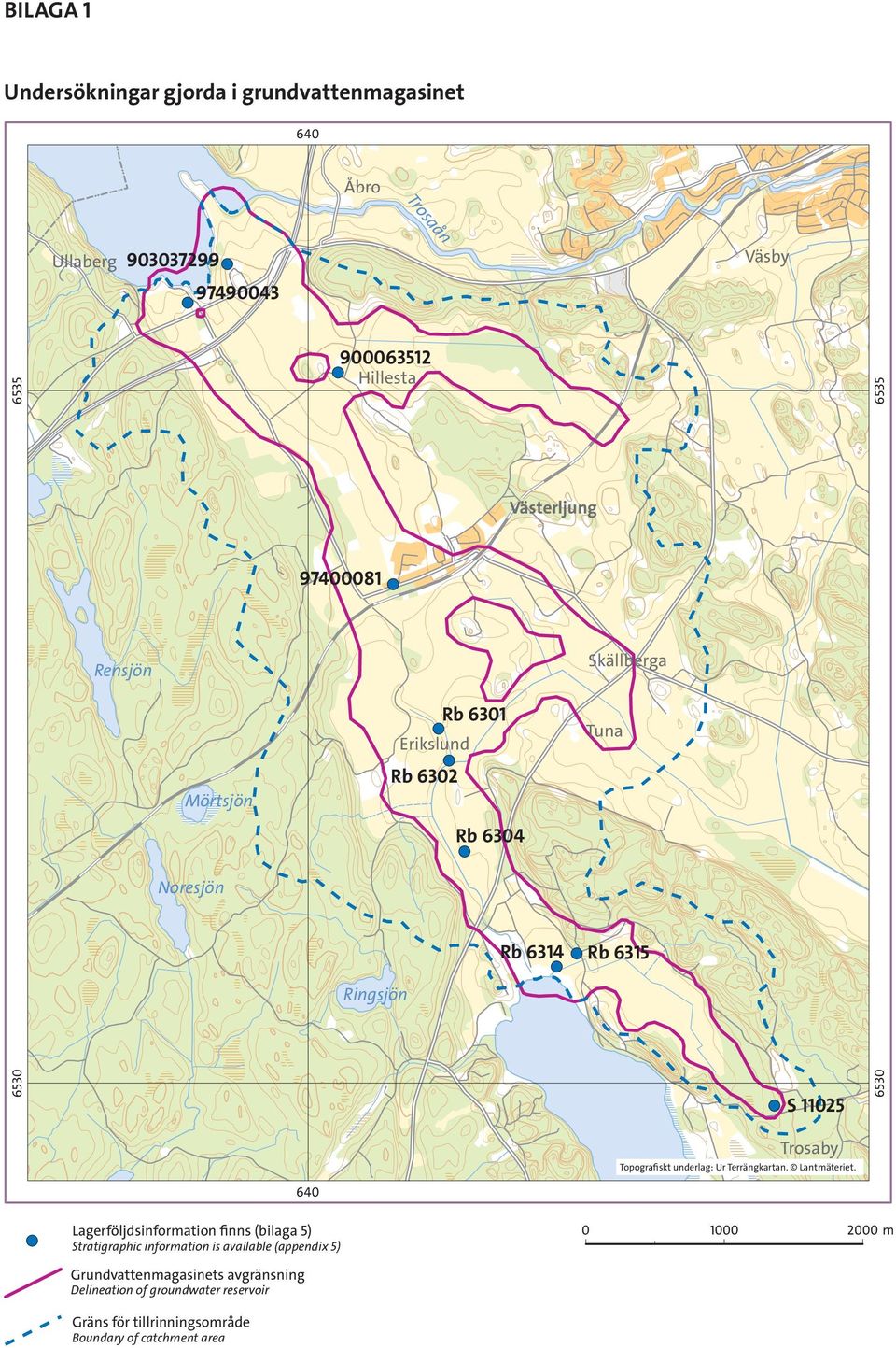 Topografiskt underlag: Ur Terrängkartan. Lantmäteriet.