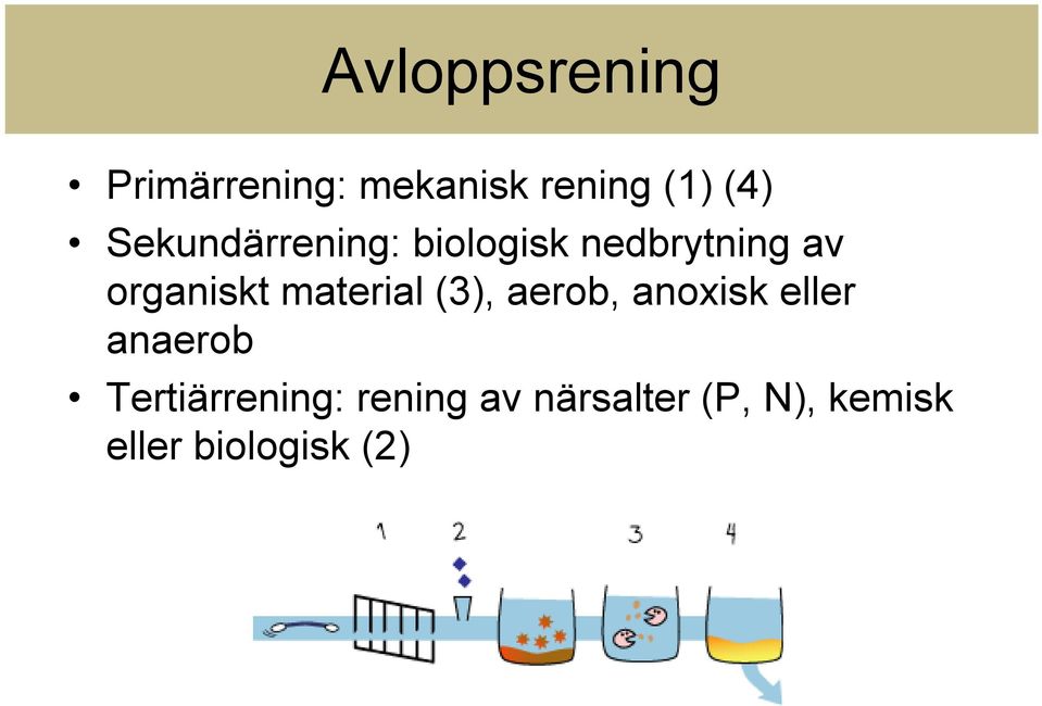 material (3), aerob, anoxisk eller anaerob