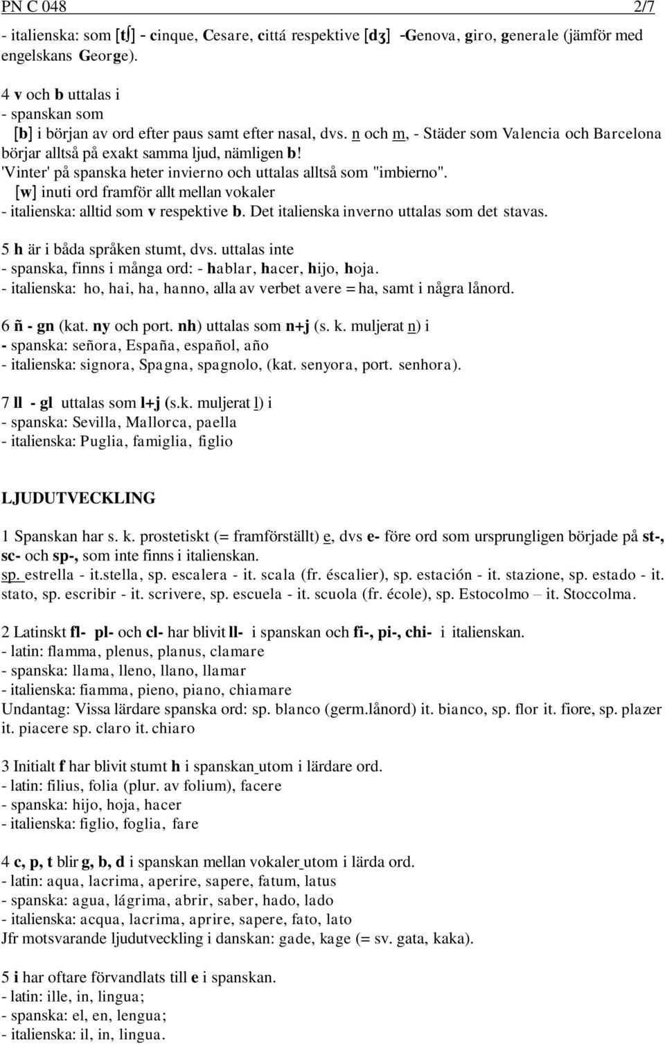 ITALIENSKA - SPANSKA Distinktiva drag - PDF Gratis nedladdning