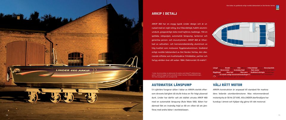 ARKIP 460 är tillverkad av saltvatten- och korrosionsbeständig aluminium av hög kvalitet som motsvarar flygplansaluminium.