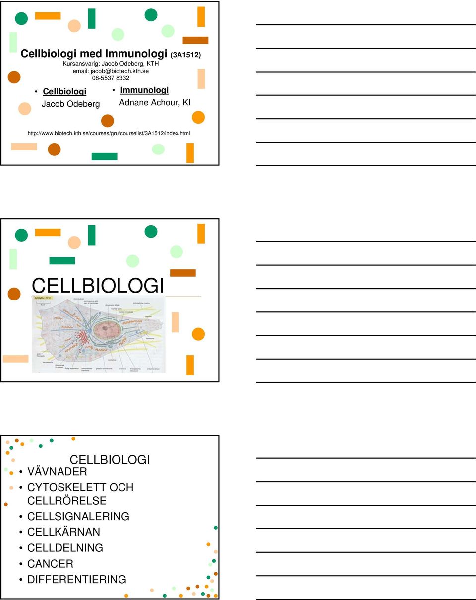 se 08-5537 8332 Cellbiologi Jacob Odeberg Immunologi Adnane Achour, KI http://www.