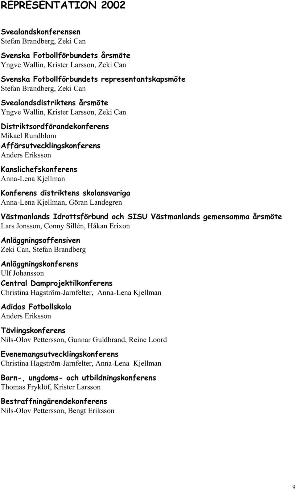 Anna-Lena Kjellman Konferens distriktens skolansvariga Anna-Lena Kjellman, Göran Landegren Västmanlands Idrottsförbund och SISU Västmanlands gemensamma årsmöte Lars Jonsson, Conny Sillén, Håkan