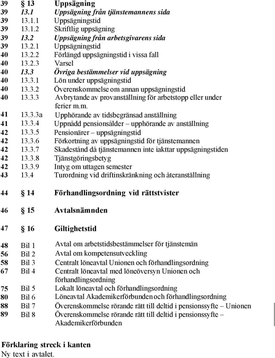 m. Upphörande av tidsbegränsad anställning 41 13.3.3a 41 13.3.4 Uppnådd pensionsålder upphörande av anställning 42 13.3.5 Pensionärer uppsägningstid 42 13.3.6 Förkortning av uppsägningstid för tjänstemannen 42 13.