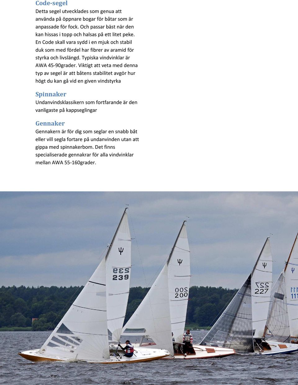 Viktigt att veta med denna typ av segel är att båtens stabilitet avgör hur högt du kan gå vid en given vindstyrka Spinnaker Undanvindsklassikern som fortfarande är den vanligaste på