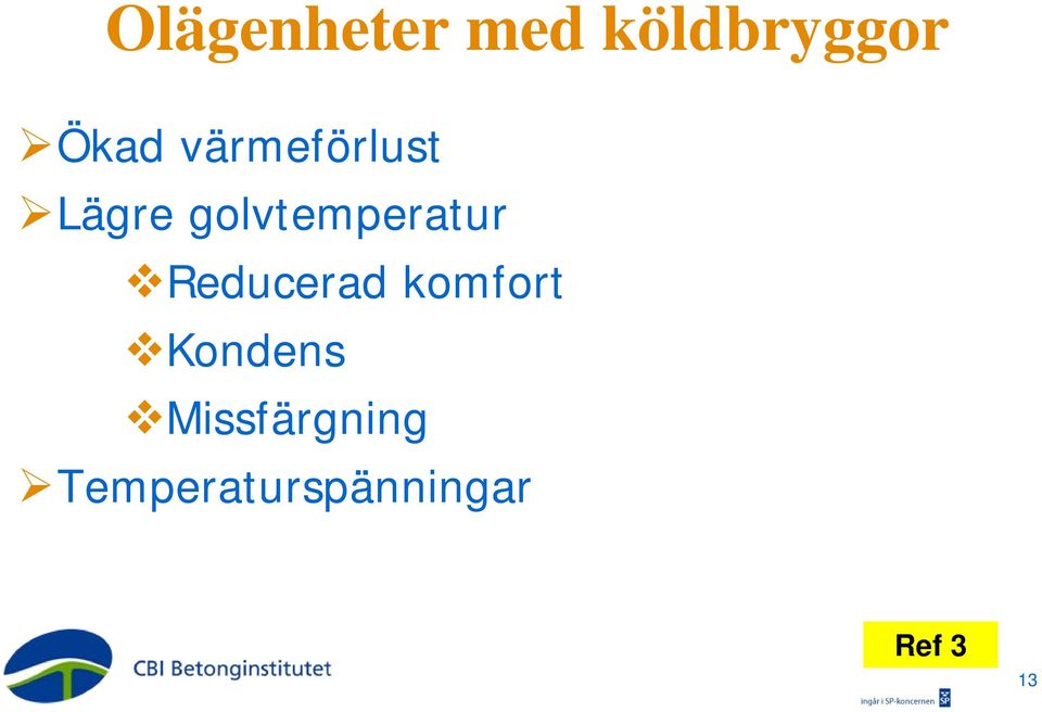Reducerad komfort Kondens
