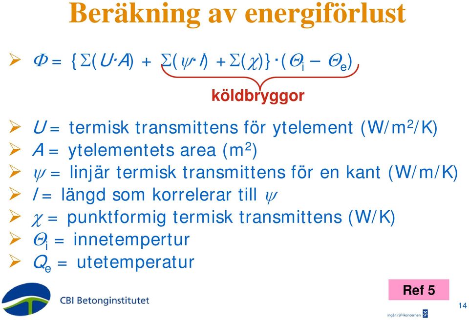 linjär termisk transmittens för en kant (W/m/K) l = längd som korrelerar till ψ χ