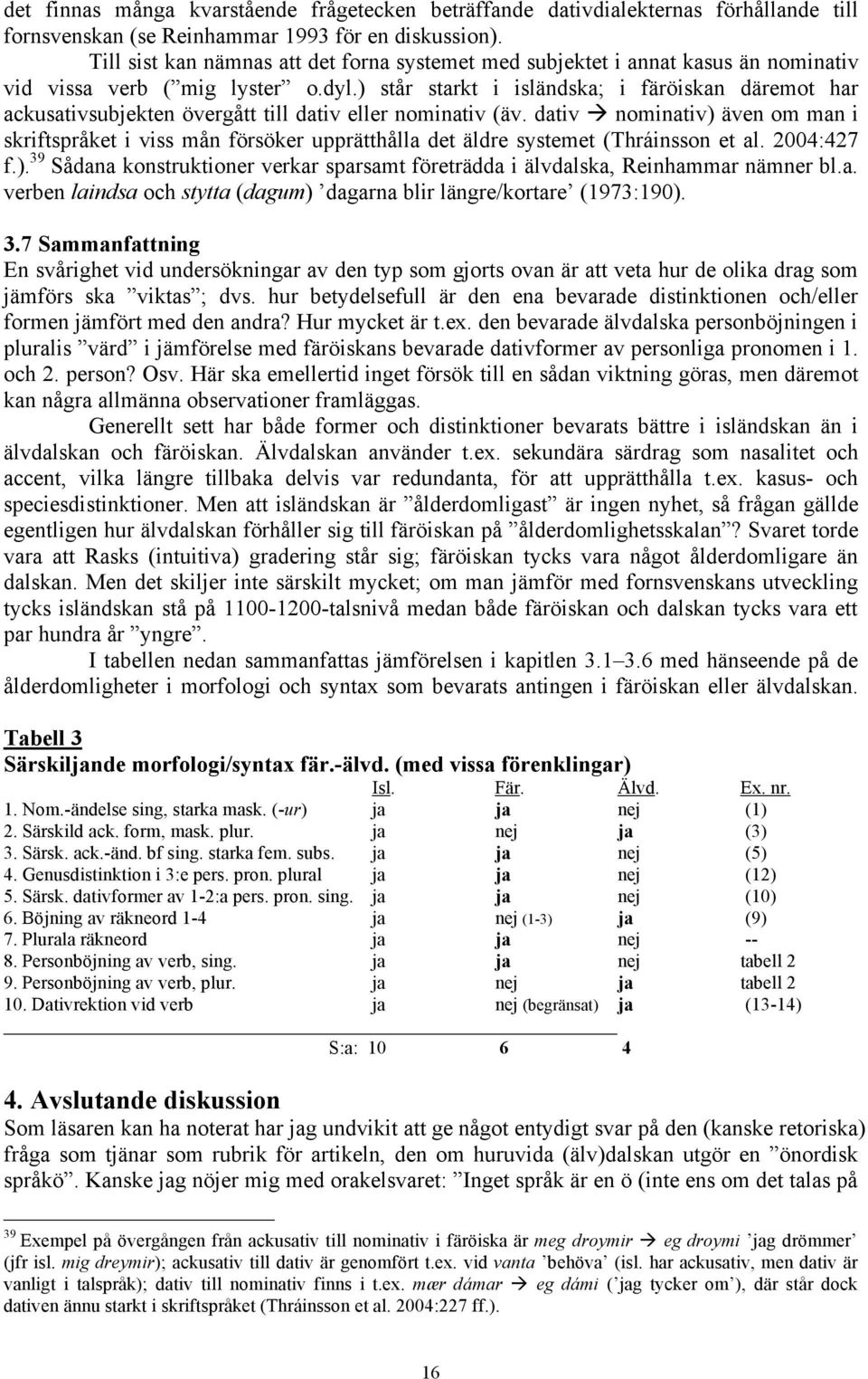 ) står starkt i isländska; i färöiskan däremot har ackusativsubjekten övergått till dativ eller nominativ (äv.