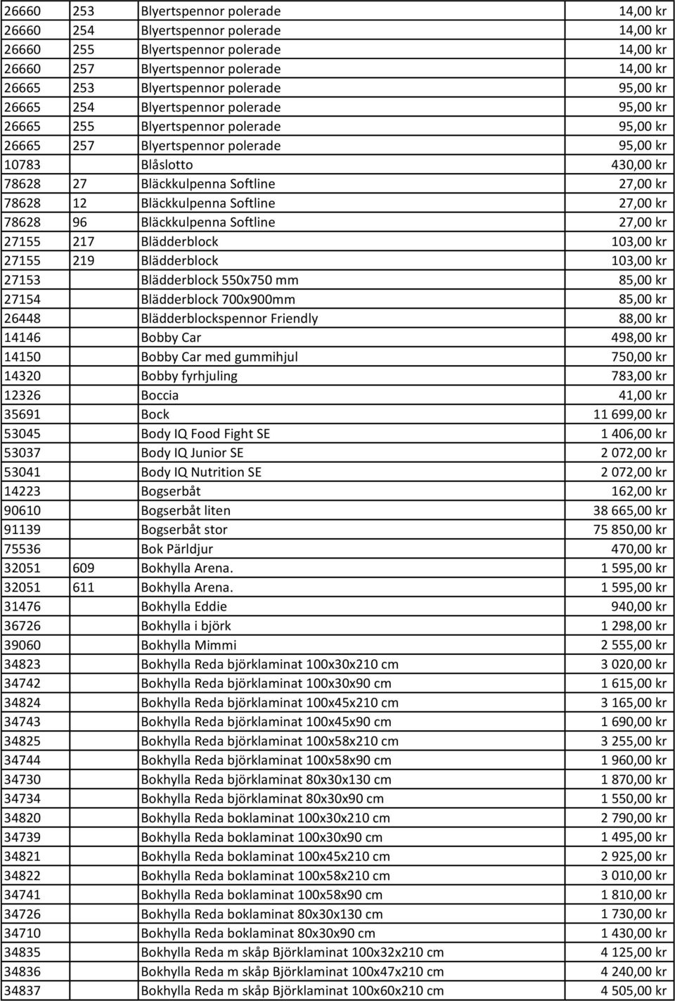 Softline 27,00 kr 78628 12 Bläckkulpenna Softline 27,00 kr 78628 96 Bläckkulpenna Softline 27,00 kr 27155 217 Blädderblock 103,00 kr 27155 219 Blädderblock 103,00 kr 27153 Blädderblock 550x750 mm