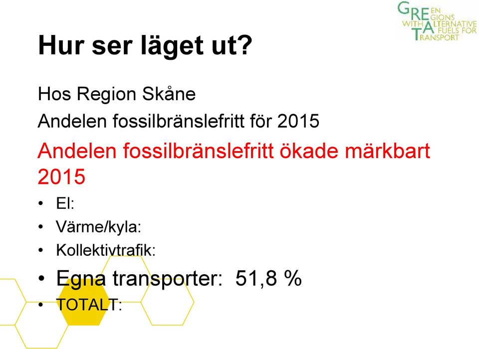 för 2015 Andelen fossilbränslefritt ökade