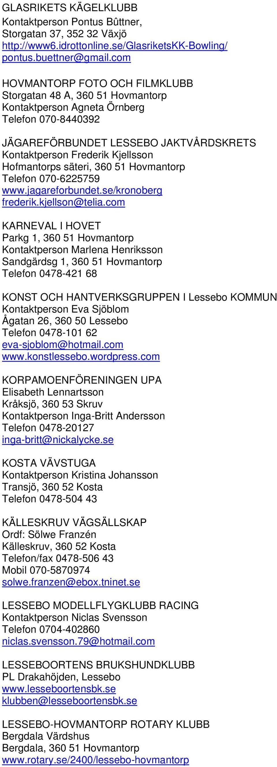 Hofmantorps säteri, 360 51 Hovmantorp Telefon 070-6225759 www.jagareforbundet.se/kronoberg frederik.kjellson@telia.