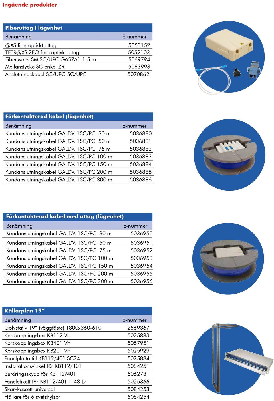 GALDV, 1SC/PC 30 m 5036880 Kundanslutningskabel GALDV, 1SC/PC 50 m 5036881 Kundanslutningskabel GALDV, 1SC/PC 75 m 5036882 Kundanslutningskabel GALDV, 1SC/PC 100 m 5036883 Kundanslutningskabel GALDV,
