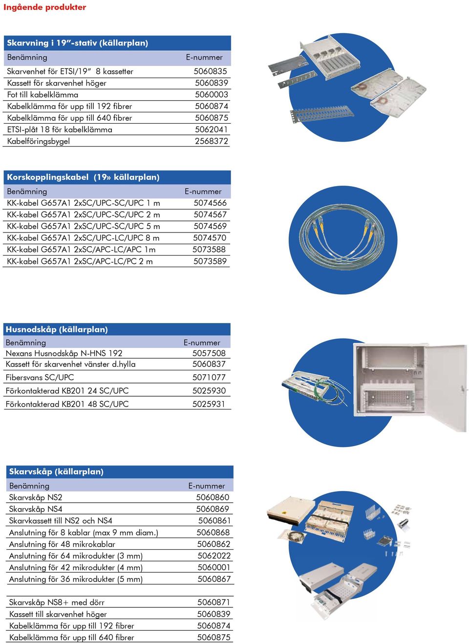 KK-kabel G657A1 2xSC/UPC-SC/UPC 2 m 5074567 KK-kabel G657A1 2xSC/UPC-SC/UPC 5 m 5074569 KK-kabel G657A1 2xSC/UPC-LC/UPC 8 m 5074570 KK-kabel G657A1 2xSC/APC-LC/APC 1m 5073588 KK-kabel G657A1