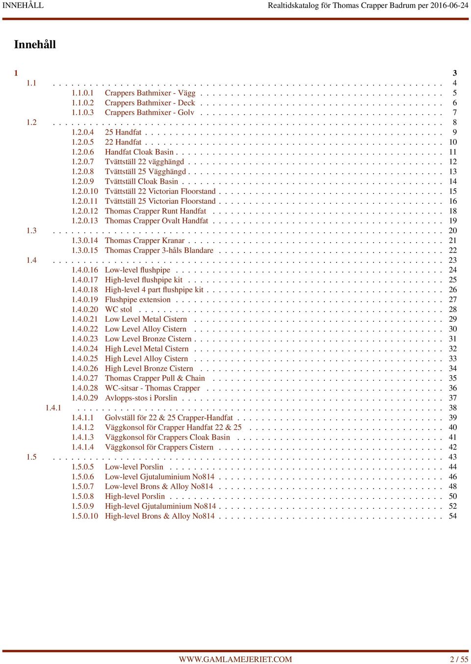 2.0.4 25 Handfat................................................. 9 1.2.0.5 22 Handfat................................................. 10 1.2.0.6 Handfat Cloak Basin............................................ 11 1.