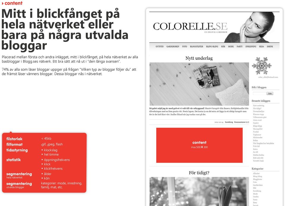 74% av alla som läser bloggar uppger på frågan Vilken typ av bloggar följer du att de främst läser vänners bloggar. Dessa bloggar nås i nätverket.