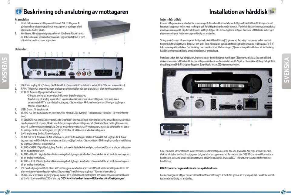 Här sätter du i programkortet från Boxer för att kunna se de betalkanaler som du abonnerar på. Programkortet förs in med chipet vänt neråt och mot apparaten.