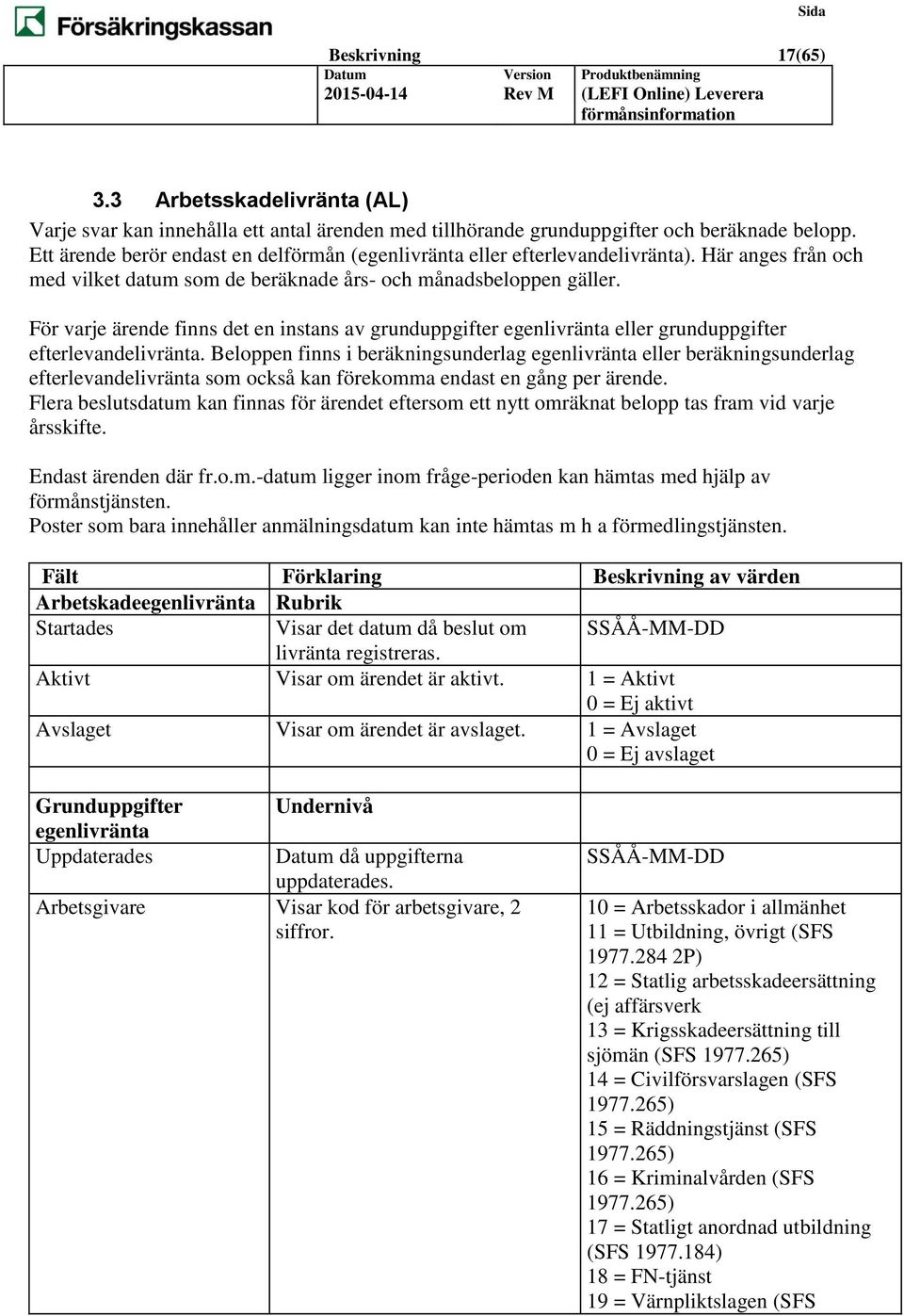 För varje ärende finns det en instans av grunduppgifter egenlivränta eller grunduppgifter efterlevandelivränta.