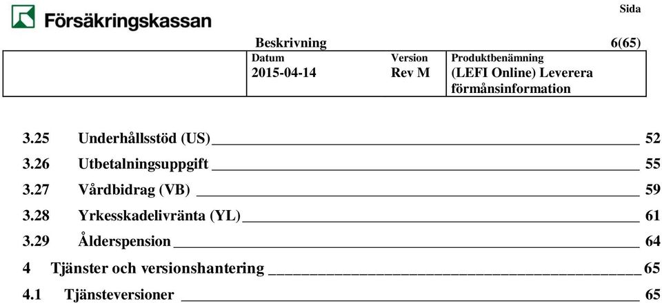 28 Yrkesskadelivränta (YL) 61 3.