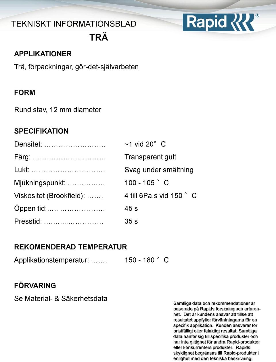 Svag under smältning Mjukningspunkt:.