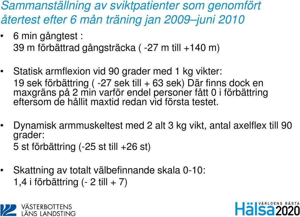 min varför endel personer fått 0 i förbättring eftersom de hållit maxtid redan vid första testet.