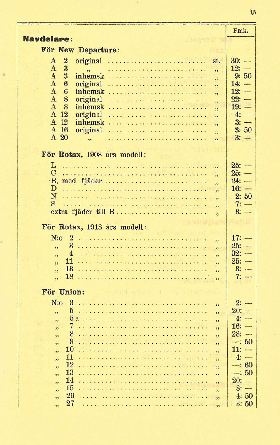 3: A 16 original 3: 50 A 20 3: För Rotax, 1908 års modell: L C B, med fjäder D» N S extra fjäder till B För Rotax, 1918 års