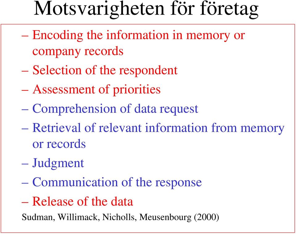 request Retrieval of relevant information from memory or records Judgment