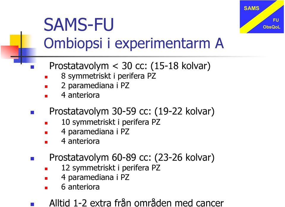 symmetriskt i perifera PZ 4 paramediana i PZ 4 anteriora Prostatavolym 60-89 cc: (23-26
