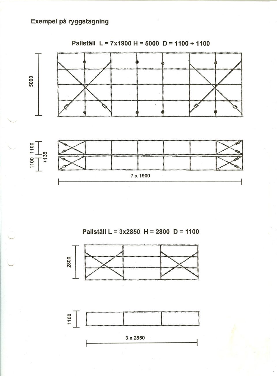 1100 + 1100 o&o 7 x 1900 Pallställ